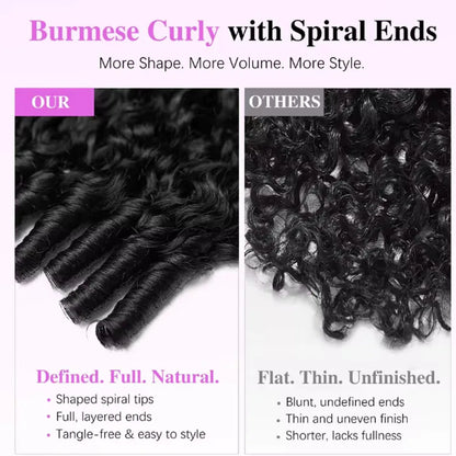 Burmese Curly V U Part Wig Drawstring Mongolian Human Hair V Shape Curly Wig Glueless With Spiral End Wigs For Women Easy To Go