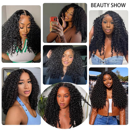 Burmese Curly V U Part Wig Drawstring Mongolian Human Hair V Shape Curly Wig Glueless With Spiral End Wigs For Women Easy To Go
